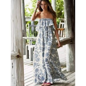 NWOT Victoria’s Secret Blue White Linen Maxi Dress